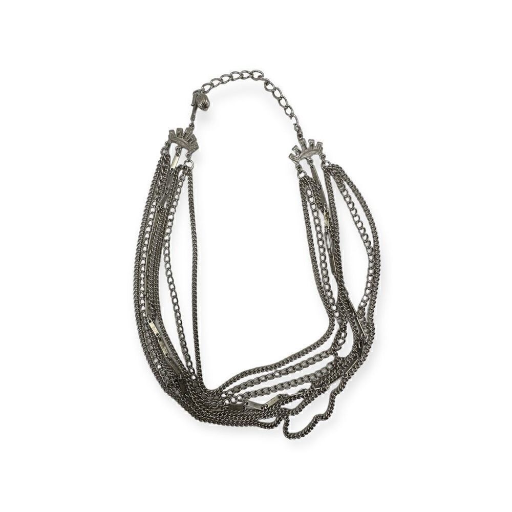 Vintage silver-toned multi strand necklace 12 inches long - Picture 8 of 13